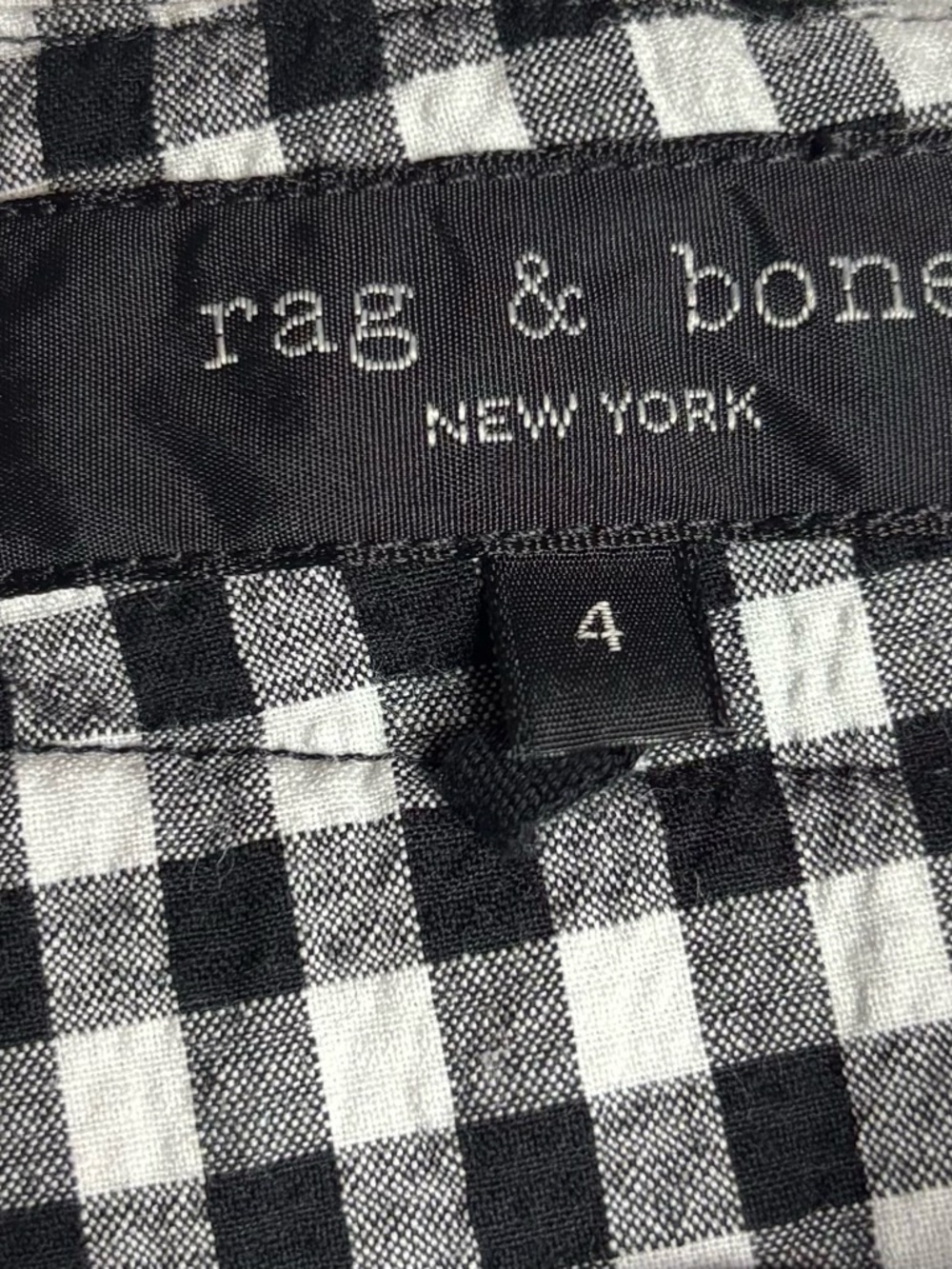Rag & Bone Camille Gingham Paperbag Shorts, Black & White, size 4 - Picture 4 of 5